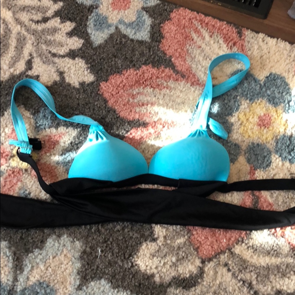 Blue and black bathing suit